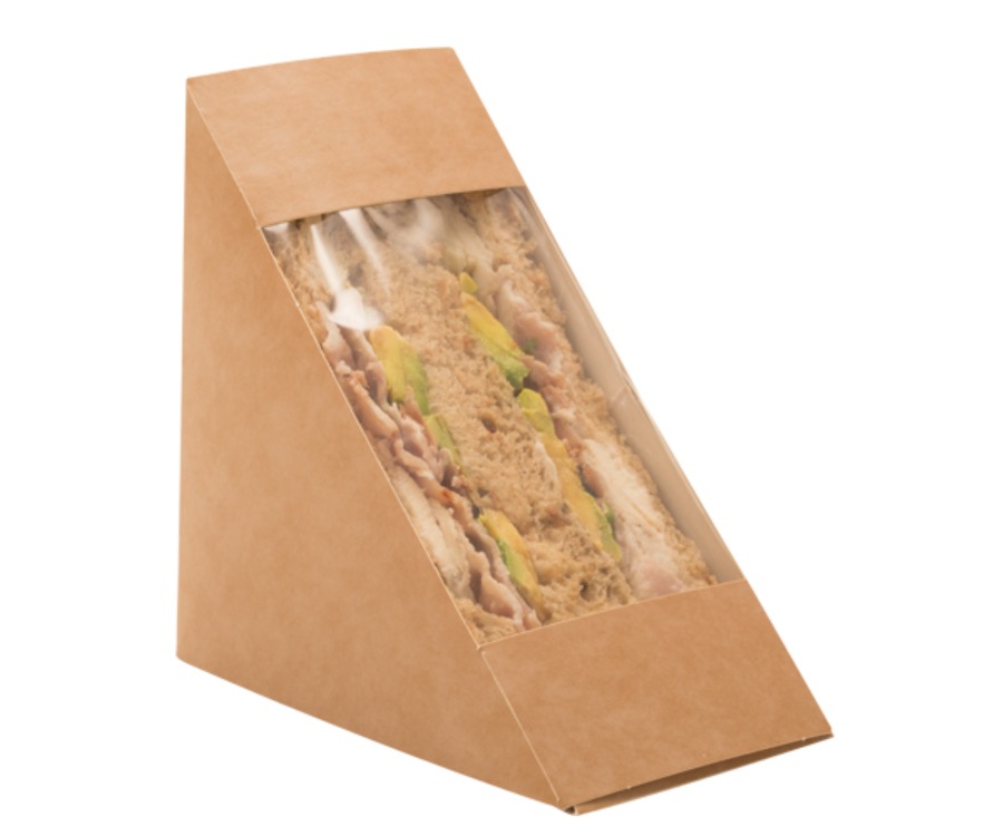 Colpac Recyclable Kraft Front Loading Deep-Filled Sandwich Packs PLA Window(Pack of 500)