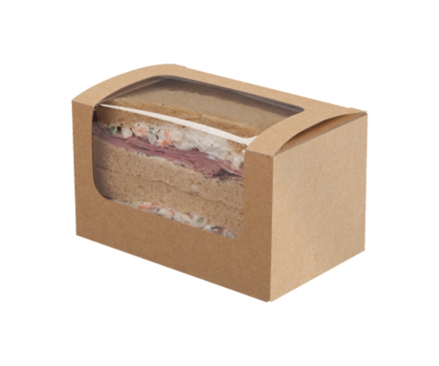 Colpac Compostable Kraft Square-Cut Sandwich Pack PLA Window (Pack of 500)