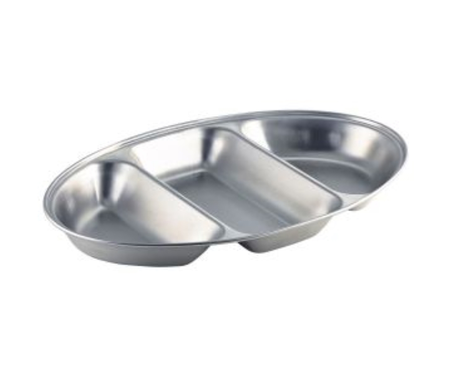 GenWare Stainless Steel Three Division Oval Vegetable Dish 35cm/14