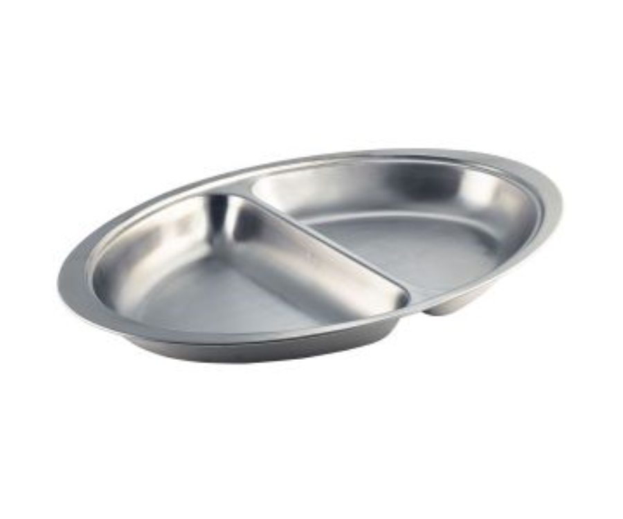 GenWare Stainless Steel Two Division Oval Banqueting Dish 50cm/20