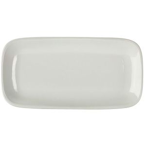 Genware Porcelain Rounded Rectangular Plate 29.5 x 15cm/11.5 x 6
