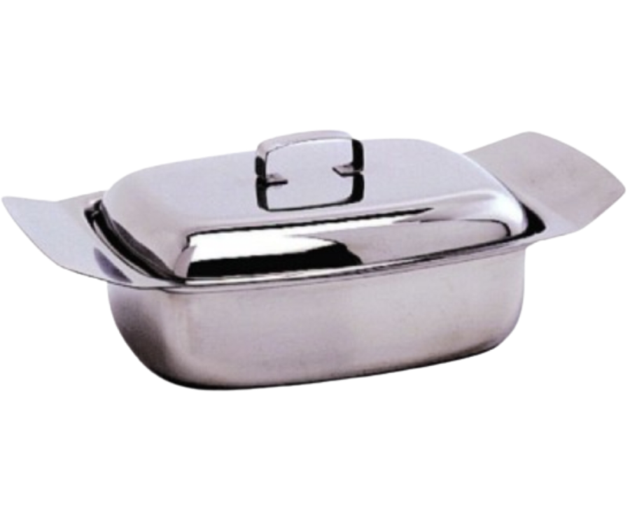 Genware Stainless Steel Butter Dish & Lid 250G (0.5Lb)