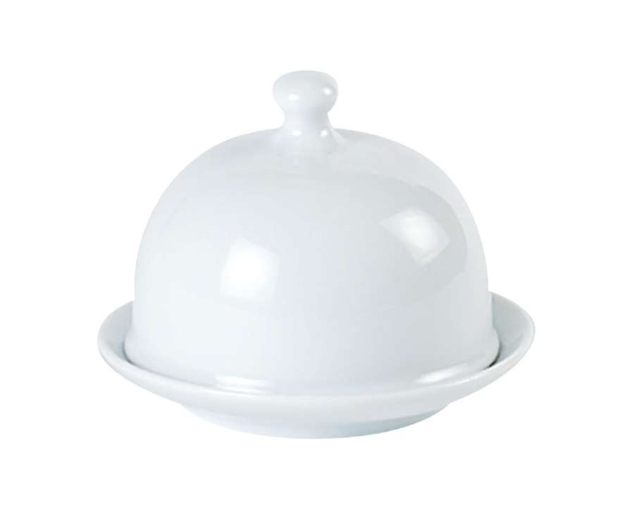 Porcelite Round Covered Butter Dish 9x6.5cm/3.5''x2.5'' (Pack of 6)