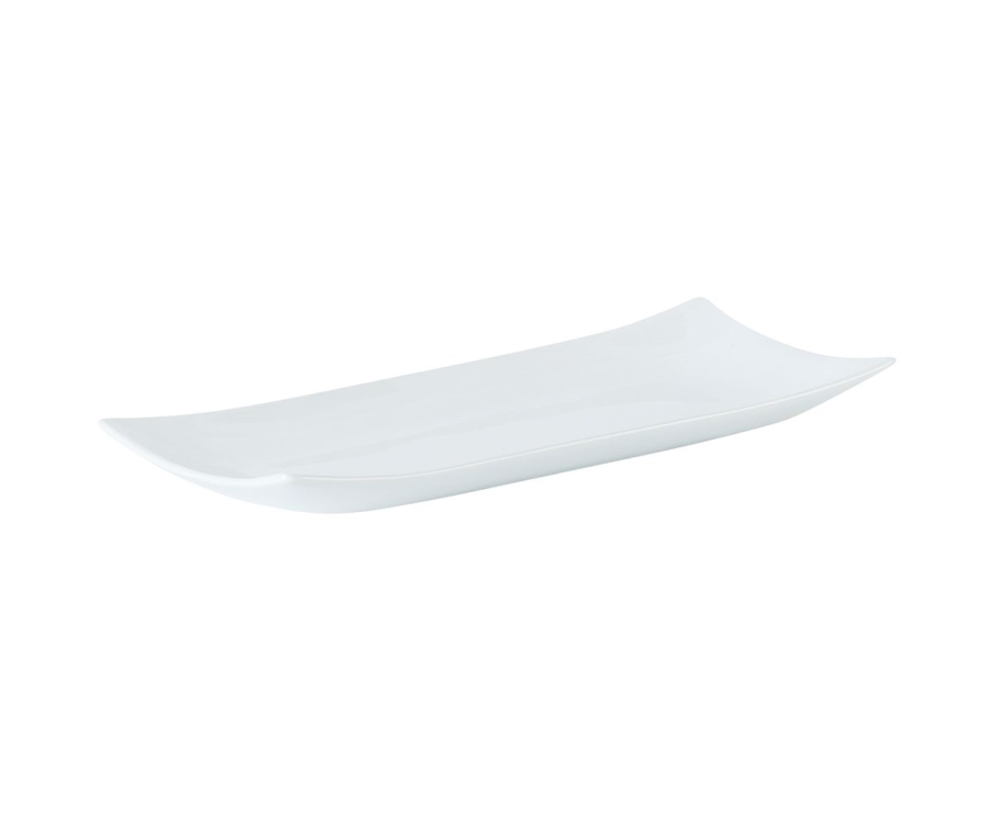 Porcelite Curved Edge Rectangular Buffet Tray 30x13cm/12''x5.25'' (Pack of 6)