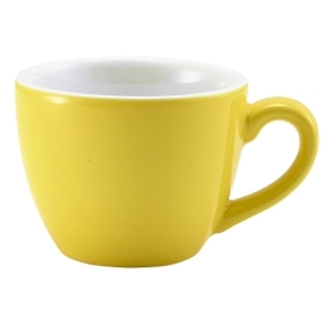 Genware Porcelain Yellow Bowl Shaped Cup 9cl/3oz(Pack of 6)
