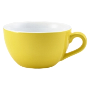 Genware Porcelain Yellow Bowl Shaped Cup 17.5cl/6oz(Pack of 6)