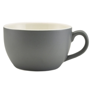 Genware Porcelain Matt Grey Bowl Shaped Cup 25cl/8.75oz(Pack of 6)