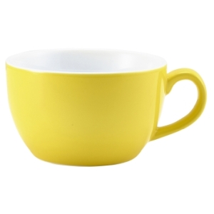 Genware Porcelain Yellow Bowl Shaped Cup 25cl/8.75oz(Pack of 6)