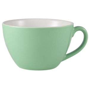 Genware Porcelain Green Bowl Shaped Cup 34cl/12oz(Pack of 6)