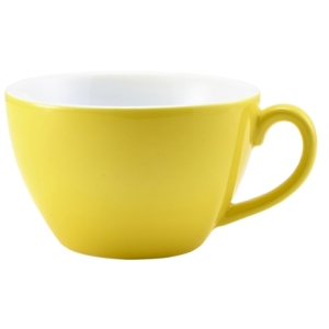 Genware Porcelain Yellow Bowl Shaped Cup 34cl/12oz(Pack of 6)