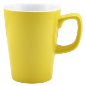 Genware Porcelain Yellow Latte Mug 34cl/12oz(Pack of 6)