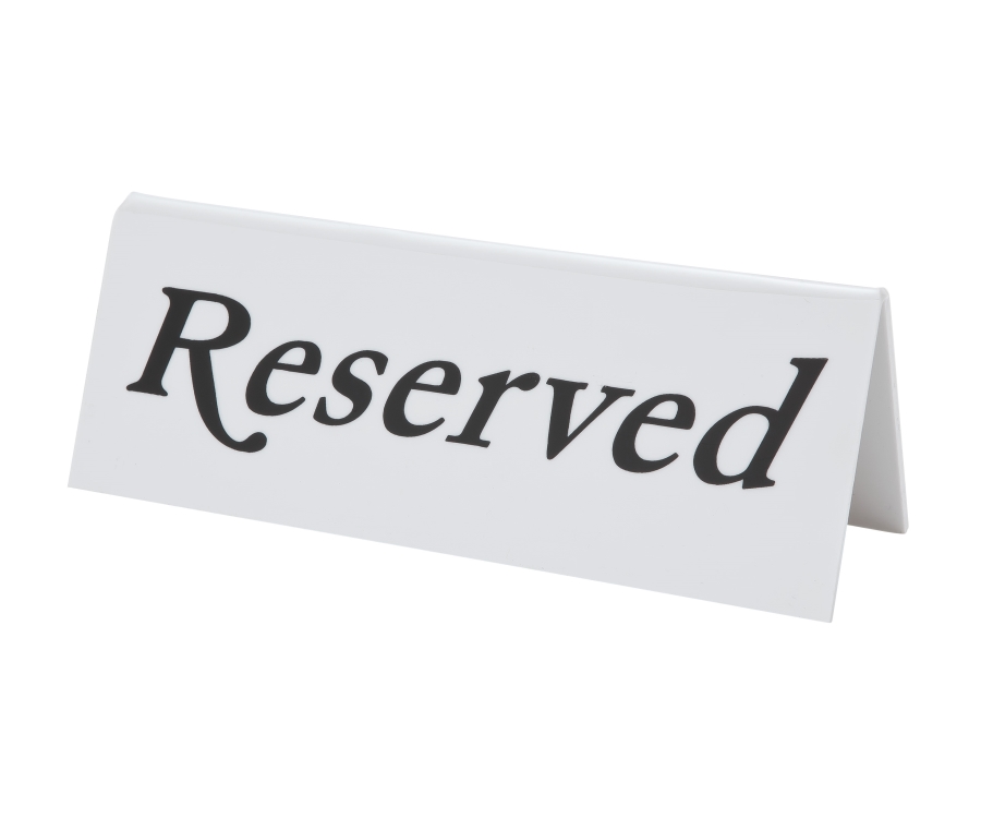 Beaumont Reserved Table Sign Plastic