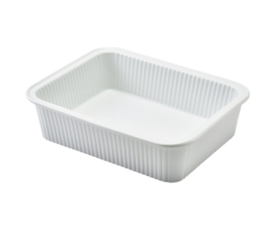 Genware Porcelain Fluted Rectangular Dish 20.5 x 16.5cm/8 x 6.5