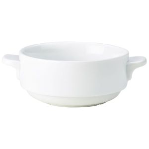Genware Porcelain Lugged Soup Bowl 25cl/8.75oz(Pack of 6)