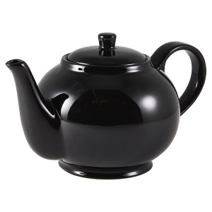 Genware Porcelain Black Teapot 45cl/15.75oz(Pack of 6)