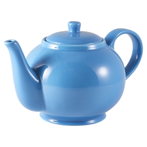 Genware Porcelain Blue Teapot 45cl/15.75oz(Pack of 6)