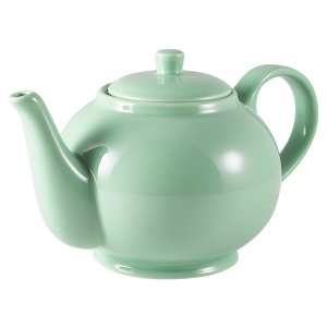Genware Porcelain Green Teapot 45cl/15.75oz(Pack of 6)