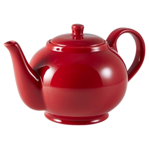Genware Porcelain Red Teapot 45cl/15.75oz(Pack of 6)