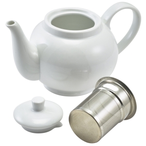 Genware Porcelain Teapot with Infuser 45cl/15.75oz(Pack of 6)
