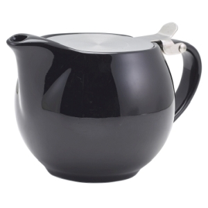 GenWare Porcelain Black Teapot with St/St Lid & Infuser 50cl/17.6oz(Pack of 6)