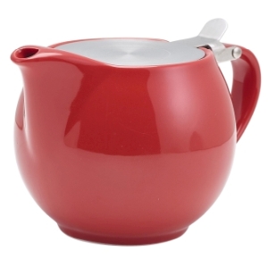GenWare Porcelain Red Teapot with St/St Lid & Infuser 50cl/17.6oz(Pack of 6)