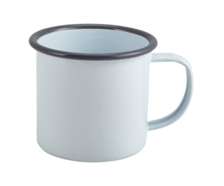 Genware Enamel Mug White with Grey Rim 36cl/12.5oz