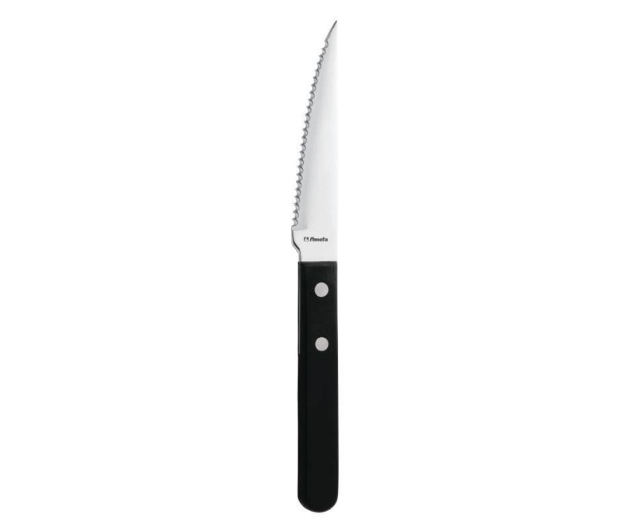 Amefa 2 Rivet Black Handle Steak Knife (Pack of 12)