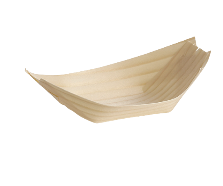 TableCraft Bamboo Large Wood Boat (50 per pack)(13.5x8.5x4cm/90ml)