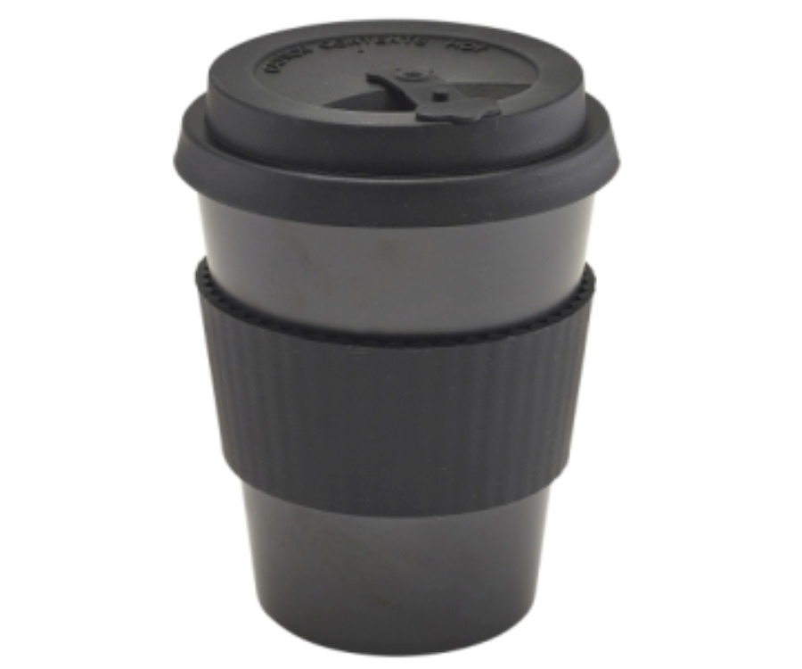 Genware Black Reusable Bamboo Fibre Coffee Cup 35cl/12.25oz