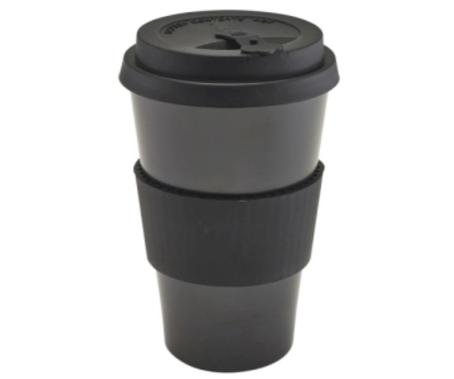 Genware Black Reusable Bamboo Fibre Coffee Cup 45cl/15.75oz