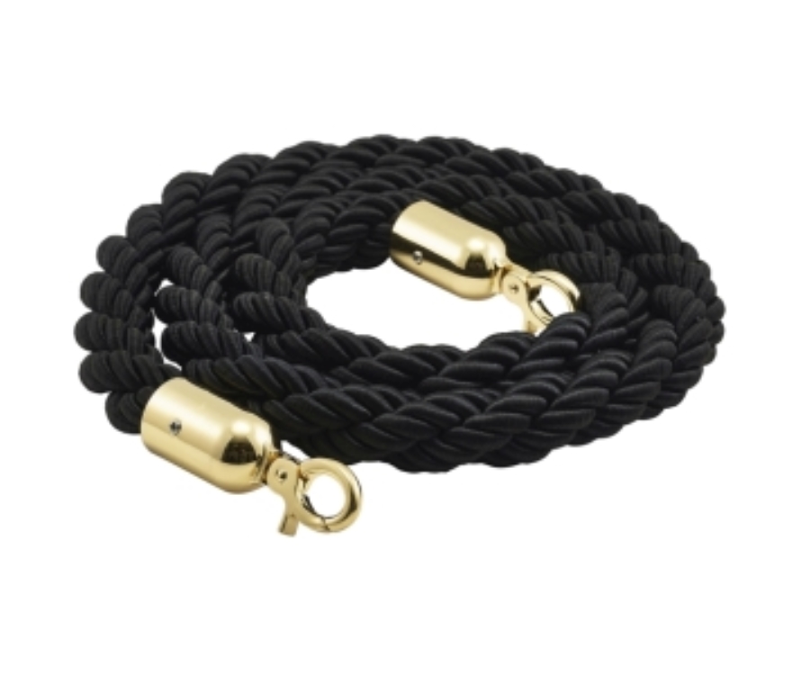 Genware Barrier Rope Black- Brass Plated Ends
