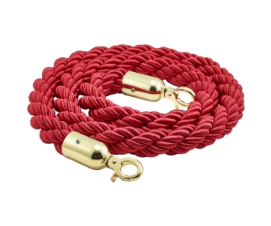 Genware Barrier Rope Red- Brass Plated Ends