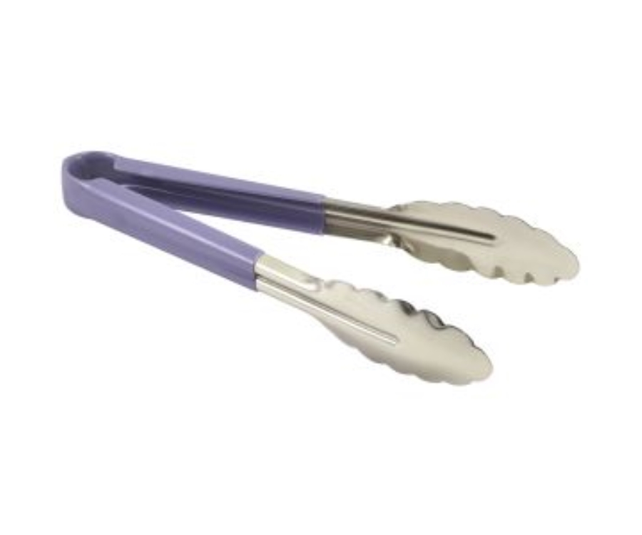 Genware Colour Coded Stainless Steel Tong 23cm Purple