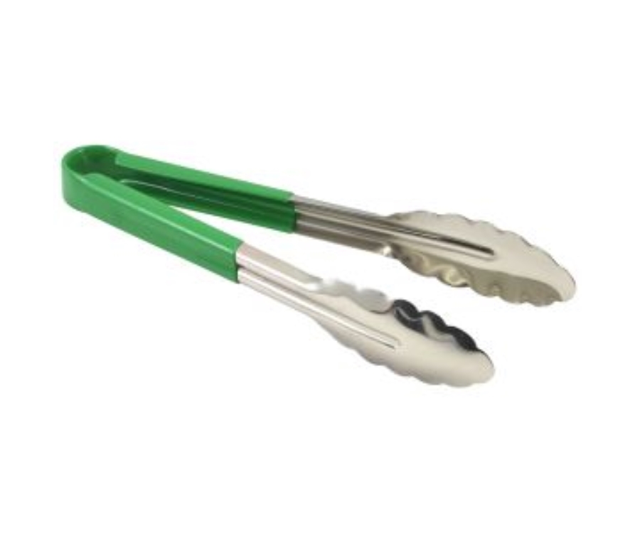 Genware Colour Coded Stainless Steel Tong 31cm Green