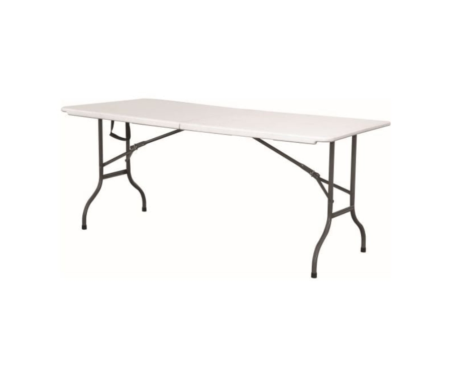 Genware Centre Folding Table 6' White HDPE