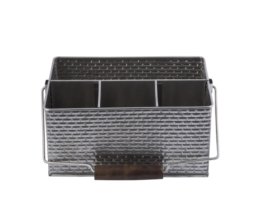TableCraft Brickhouse Collection™ Rectangular Flatware Caddy W/Handle(27.5x21x12cm)