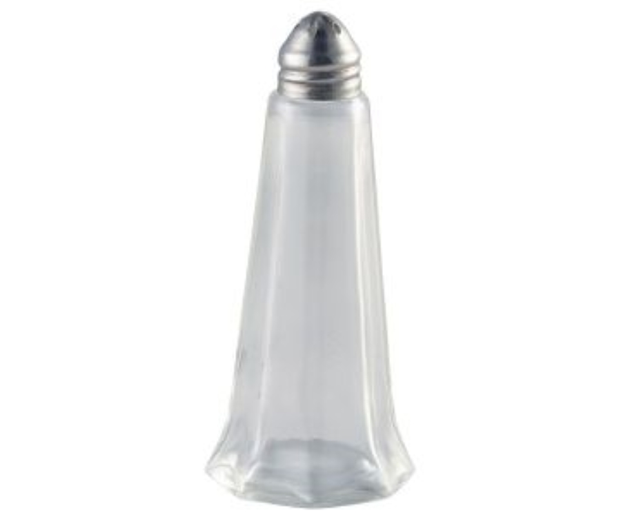 Genware Glass Lighthouse Pepper Shaker Silver Top