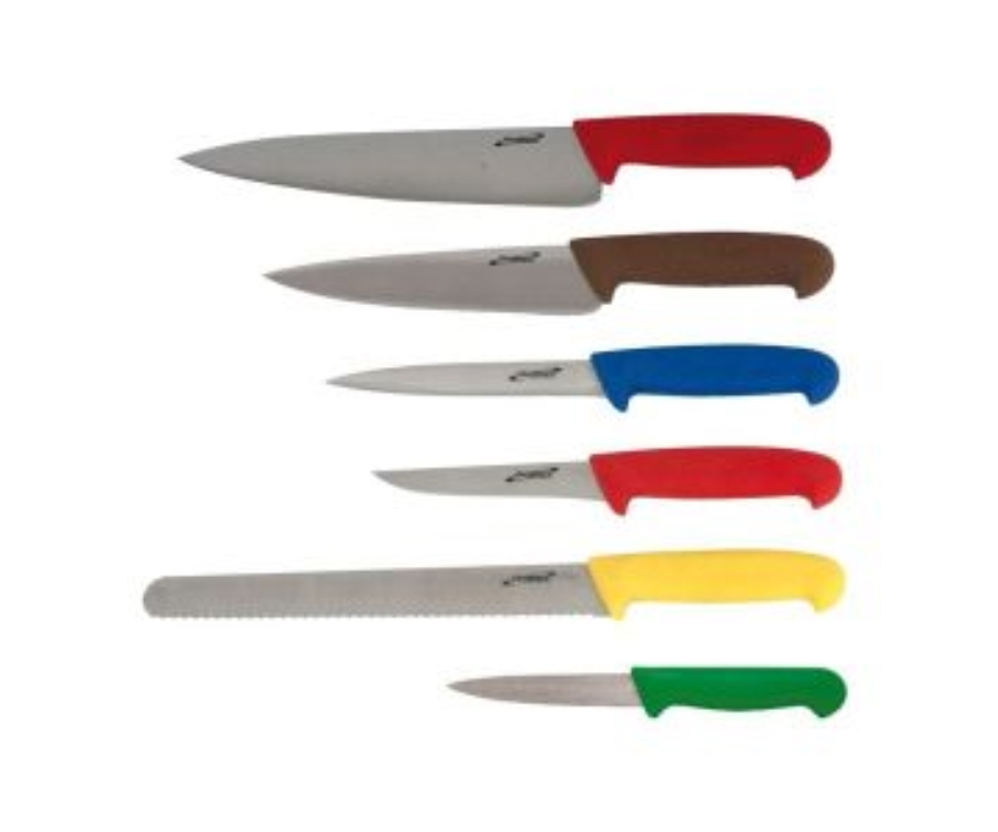 Genware 6 Piece Colour Coded Knife Set + Knife Wallet