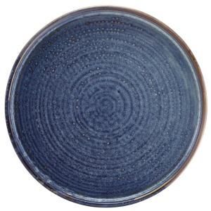 Genware Terra Porcelain Aqua Blue Low Presentation Plate 25cm(Pack of 6)