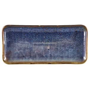 Genware Terra Porcelain Aqua Blue Narrow Rectangular Platter 27 x 12.5cm(Pack of 6)