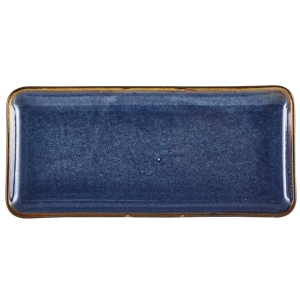 Genware Terra Porcelain Aqua Blue Narrow Rectangular Platter 30 x 14cm(Pack of 6)