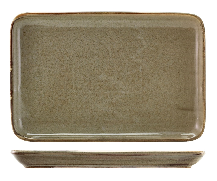 Genware Terra Porcelain Grey Rectangular Platter 30 x 20cm(Pack of 3)