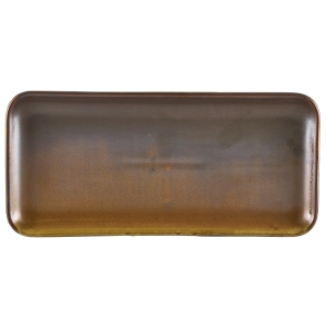 Genware Terra Porcelain Rustic Copper Narrow Rectangular Platter 27 x 12.5cm(Pack of 6)