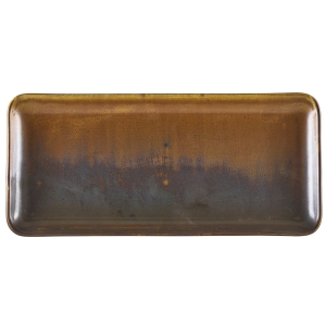 Genware Terra Porcelain Rustic Copper Narrow Rectangular Platter 30 x 14cm(Pack of 6)