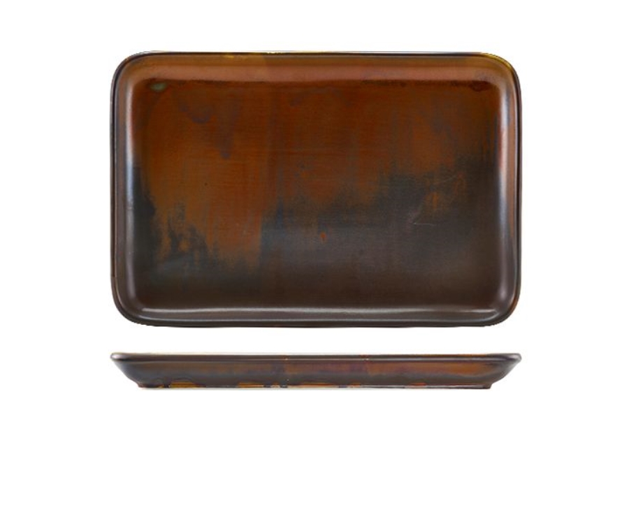 Genware Terra Porcelain Rustic Copper Rectangular Platter 30 x 20cm(Pack of 3)