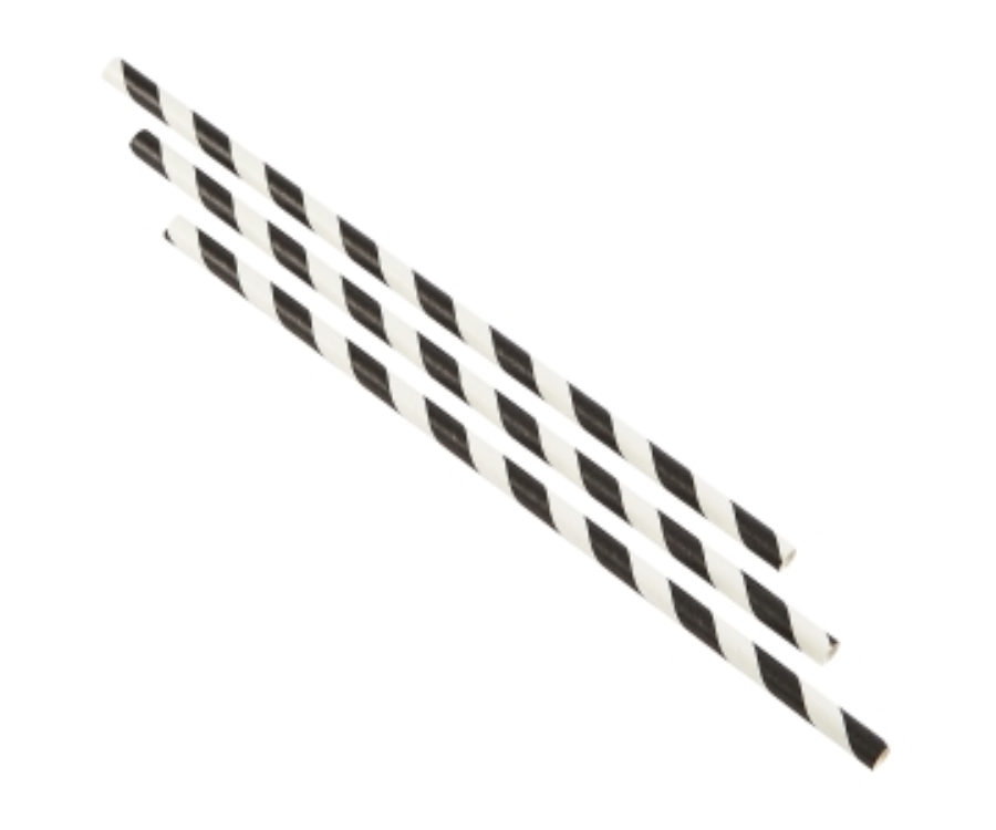 Genware Paper Straws Black and White Stripes 20cm (500pcs)