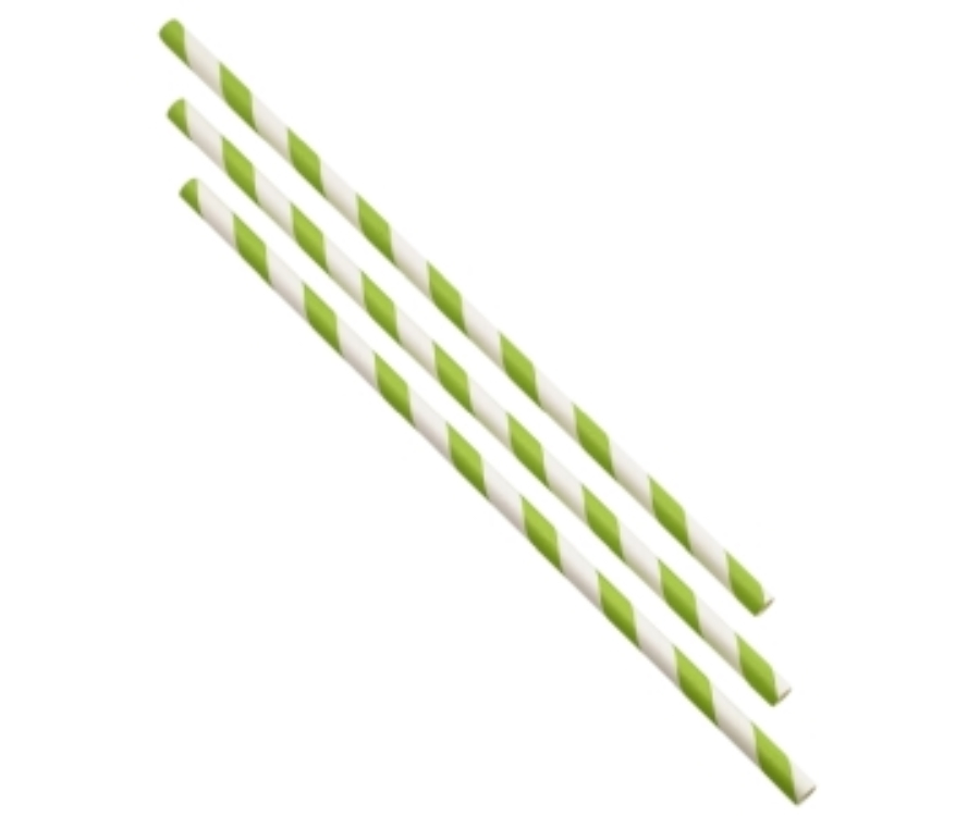 Genware Paper Straws Green and White Stripes 20cm (500pcs)