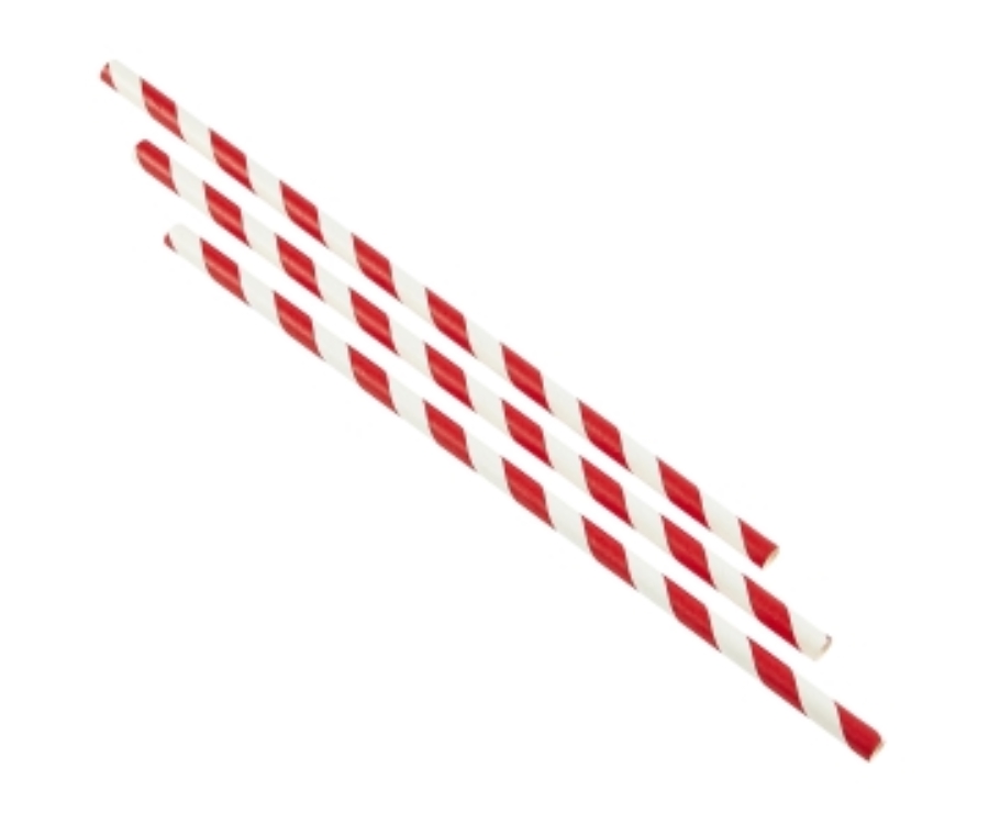 Genware Paper Straws Red and White Stripes 20cm (500pcs)