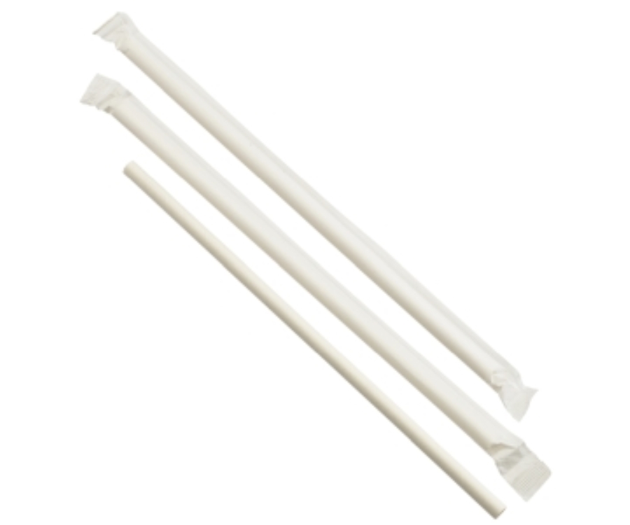 Genware Paper Straws Wrapped White 20cm (500pcs)