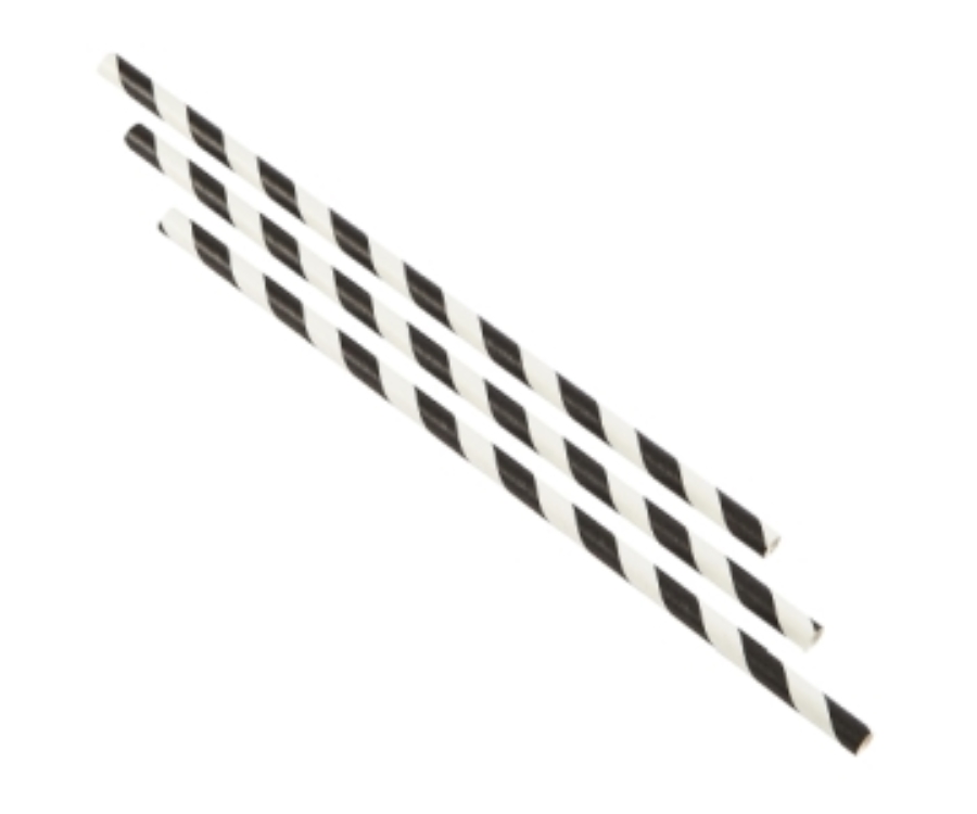 Genware Paper Straws Black and White Stripes 23cm (250pcs)